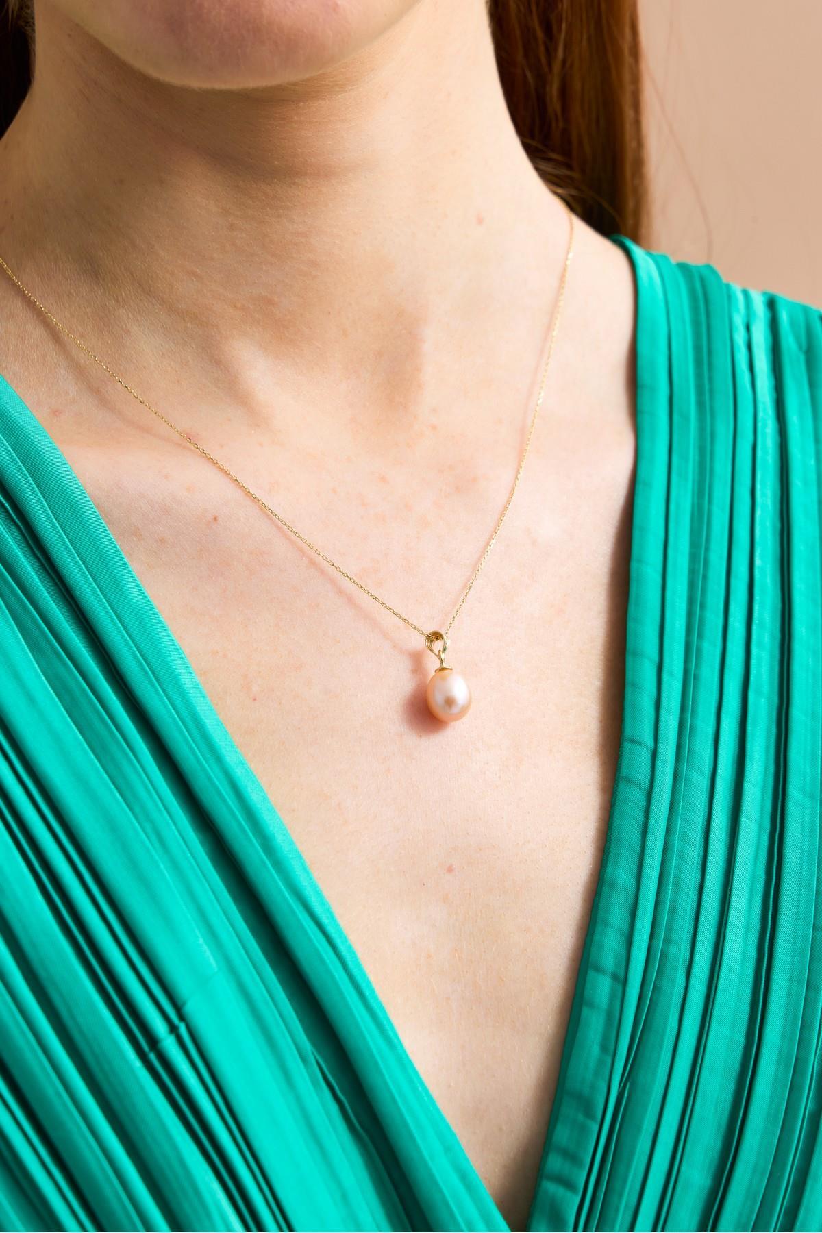 Pembe Damla Doğal İnci Kolye | | Birinci1926