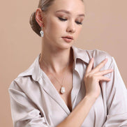 Baroque Natural Pearl Earring Necklace Double Set
