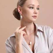 Baroque Natural Pearl Earring Necklace Double Set