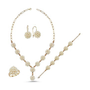 Natural Pearl Earring Necklace Bracelet Ring Quadruple Set