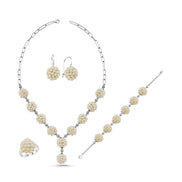 Natural Pearl Earring Necklace Bracelet Ring Quadruple Set