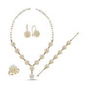 Natural Pearl Earring Necklace Bracelet Ring Quadruple Set