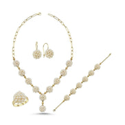 Natural Pearl Earring Necklace Bracelet Ring Quadruple Set