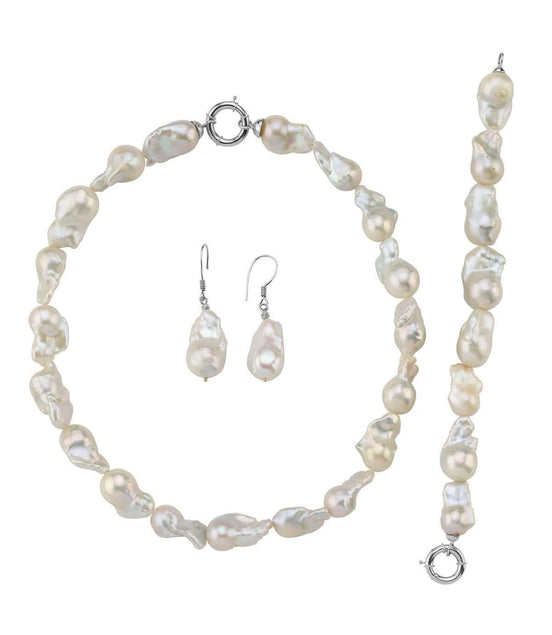 Barok İnci Kolye Bileklik Küpe Üçlü Set | | Birinci1926