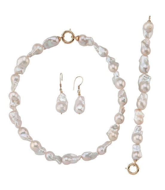 Barok İnci Kolye Bileklik Küpe Üçlü Set | | Birinci1926