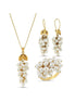Grape Cluster Natural Pearl Earring Necklace Ring Triple Set