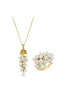Grape Cluster Natural Pearl Necklace Ring Double Set