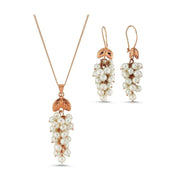 Grape Cluster Natural Pearl Earring Necklace Double Set