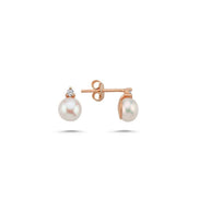 Natural Pearl 0,12 Karat Diamondli Earring