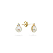 Natural Pearl 0,12 Karat Diamondli Earring