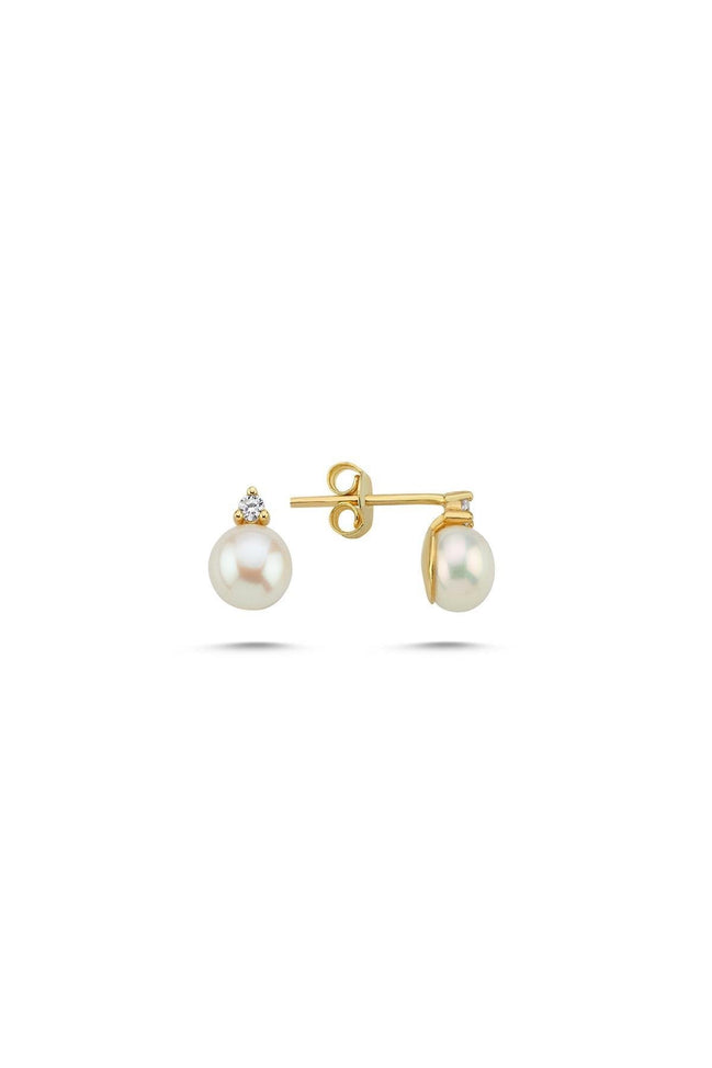 Natural Pearl 0,12 Karat Diamondli Earring
