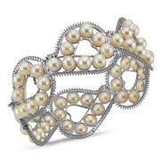 Double Row Natural Pearl Cuff Bracelet