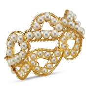 Double Row Natural Pearl Cuff Bracelet