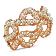 Double Row Natural Pearl Cuff Bracelet