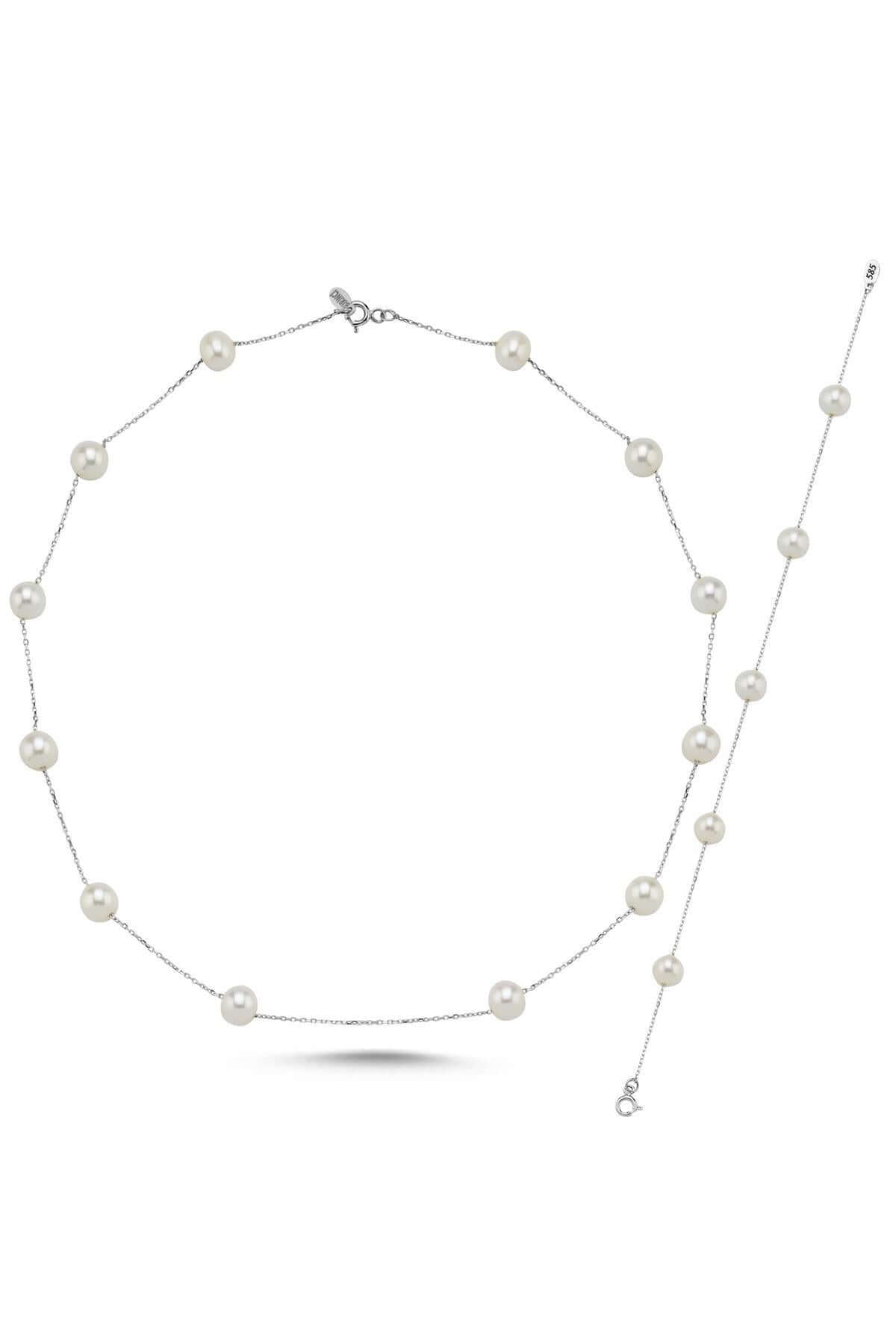 Çıtır Doğal İnci Zincir Kolye Bileklik ikili Set | | Birinci1926