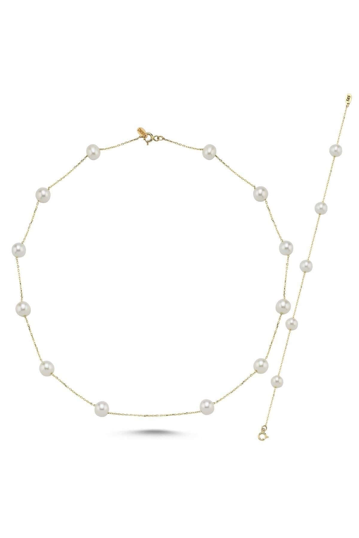 Çıtır Doğal İnci Zincir Kolye Bileklik ikili Set | | Birinci1926