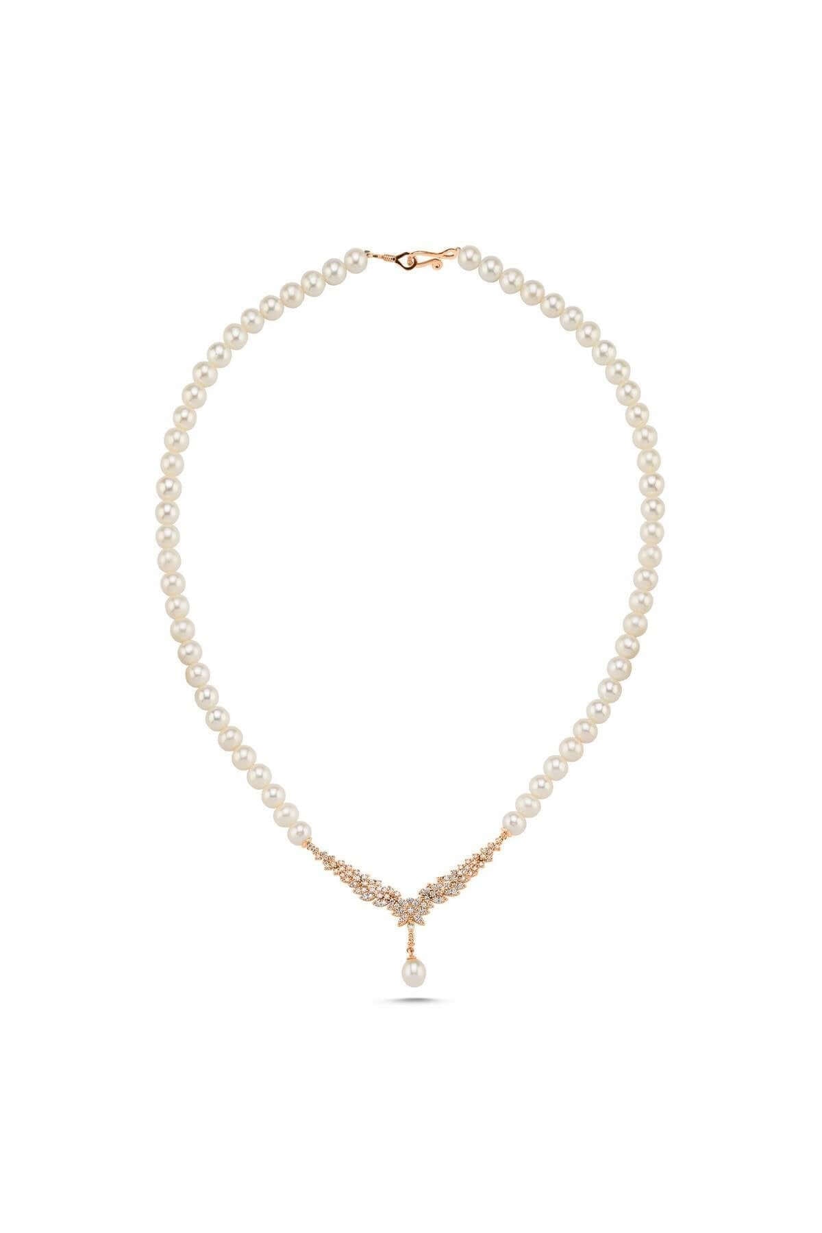 Zircon Stone Watercourse Natural Pearl Necklace