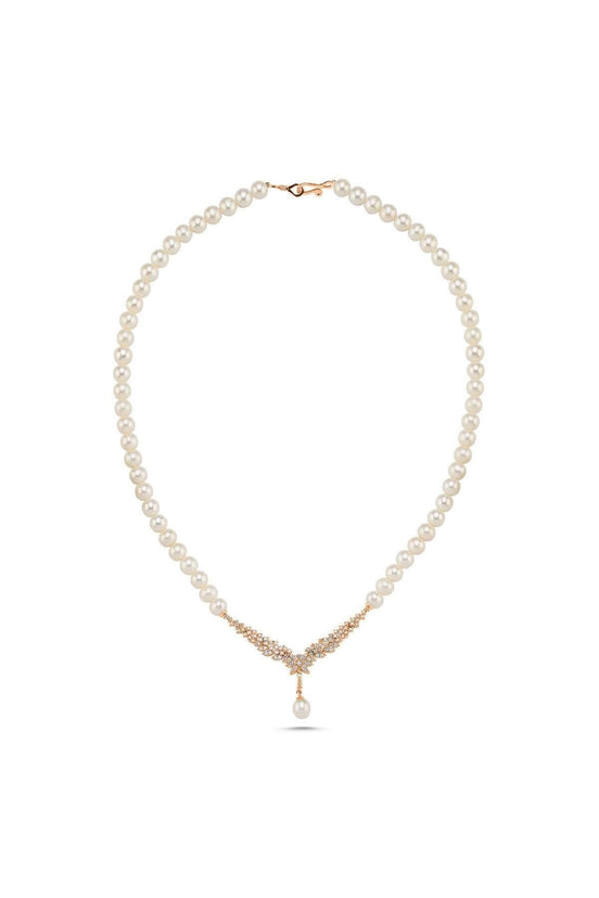 Zircon Stone Watercourse Natural Pearl Necklace