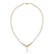 Zircon Stone Watercourse Natural Pearl Necklace