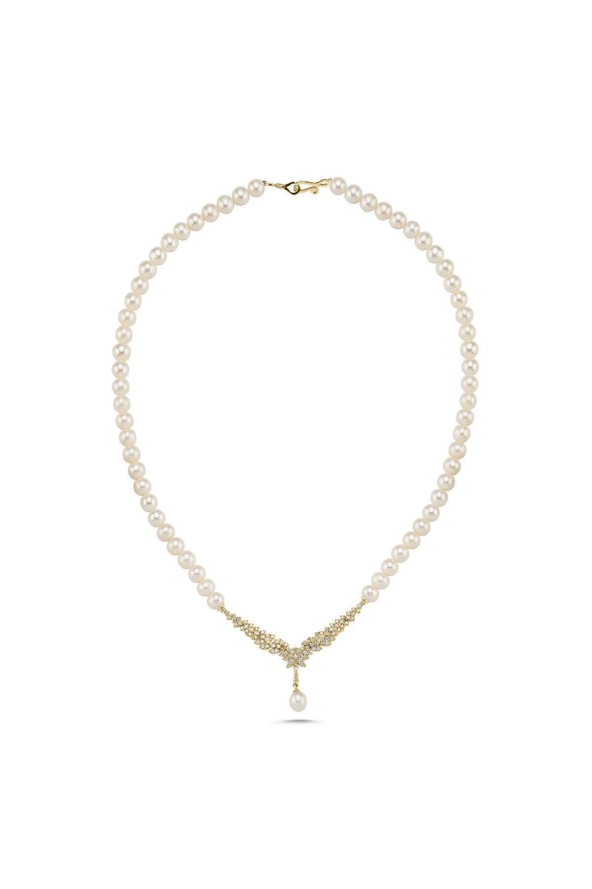 Zircon Stone Watercourse Natural Pearl Necklace