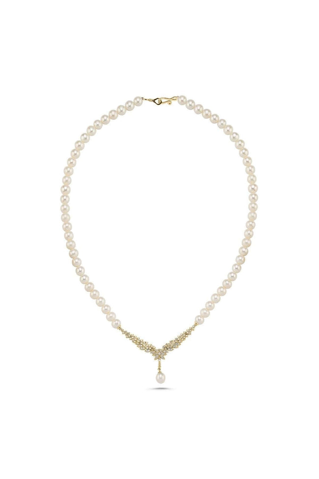 Zircon Stone Watercourse Natural Pearl Necklace
