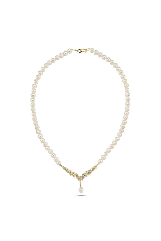 Zircon Stone Watercourse Natural Pearl Necklace