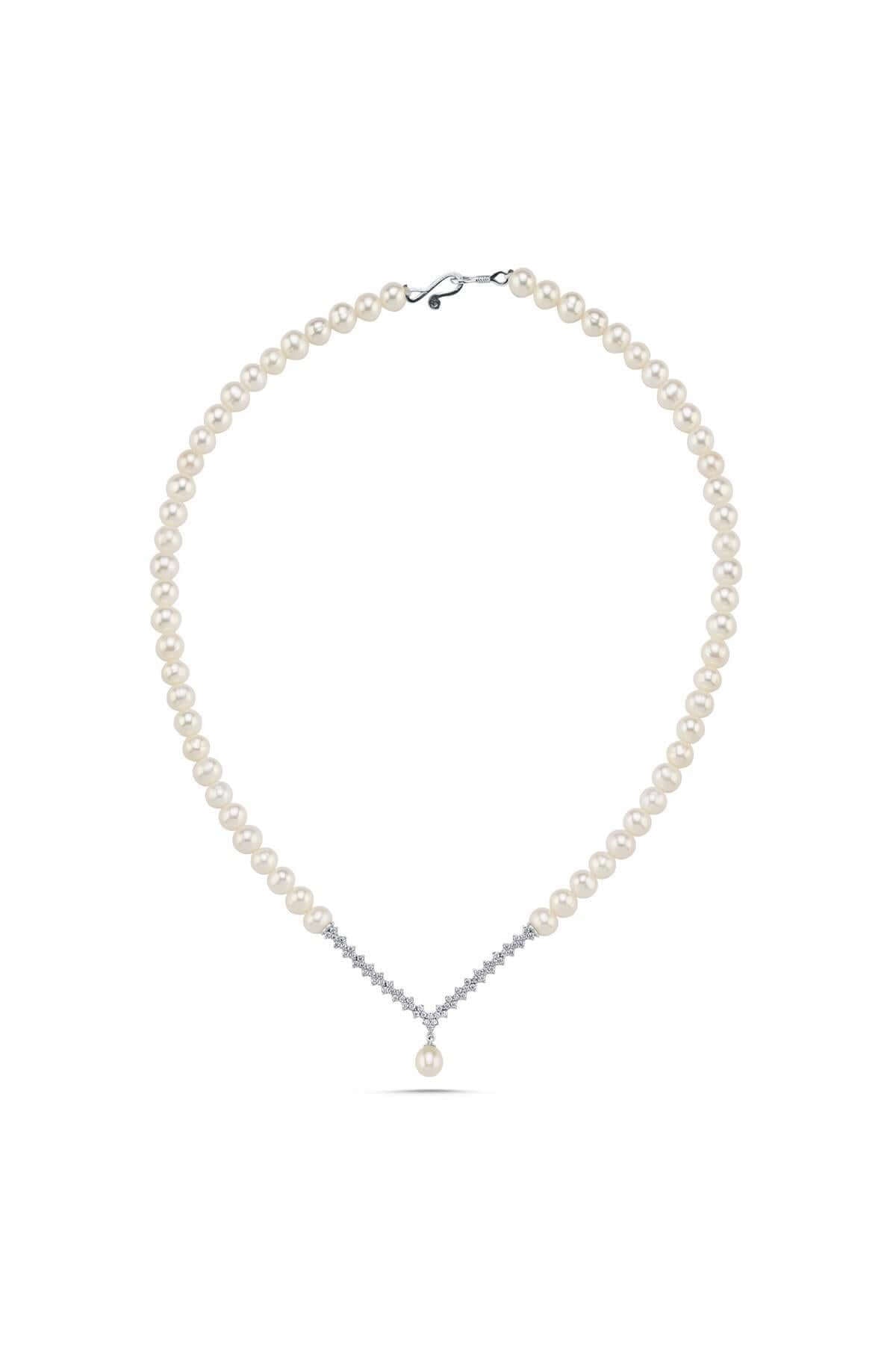 Zircon Stone Watercourse Natural Pearl Necklace