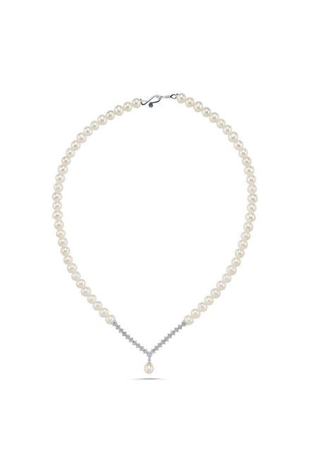 Zircon Stone Watercourse Natural Pearl Necklace