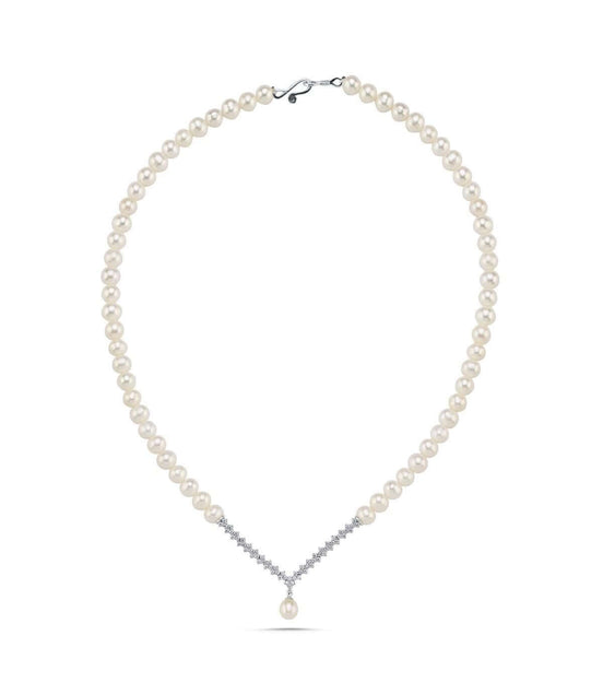 Zircon Stone Watercourse Natural Pearl Necklace