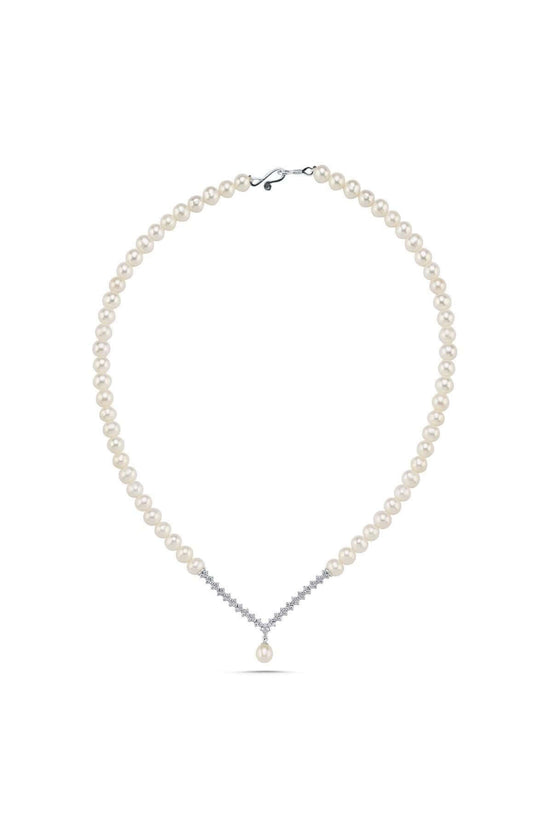 Zircon Stone Watercourse Natural Pearl Necklace