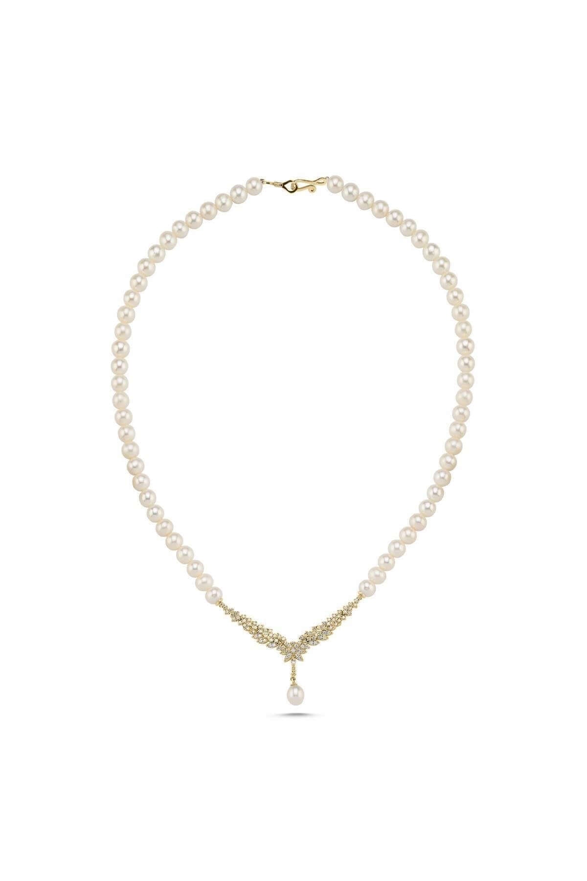 Zircon Stone Watercourse Natural Pearl Necklace
