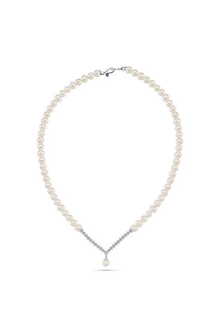 Zircon Stone Watercourse Natural Pearl Necklace