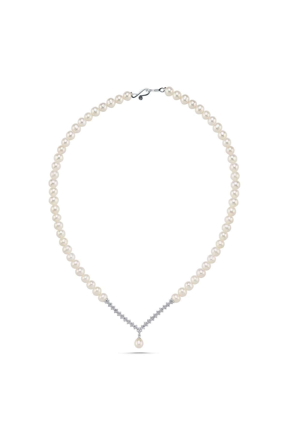 Zircon Stone Watercourse Natural Pearl Necklace