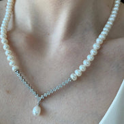 Zircon Stone Watercourse Natural Pearl Necklace