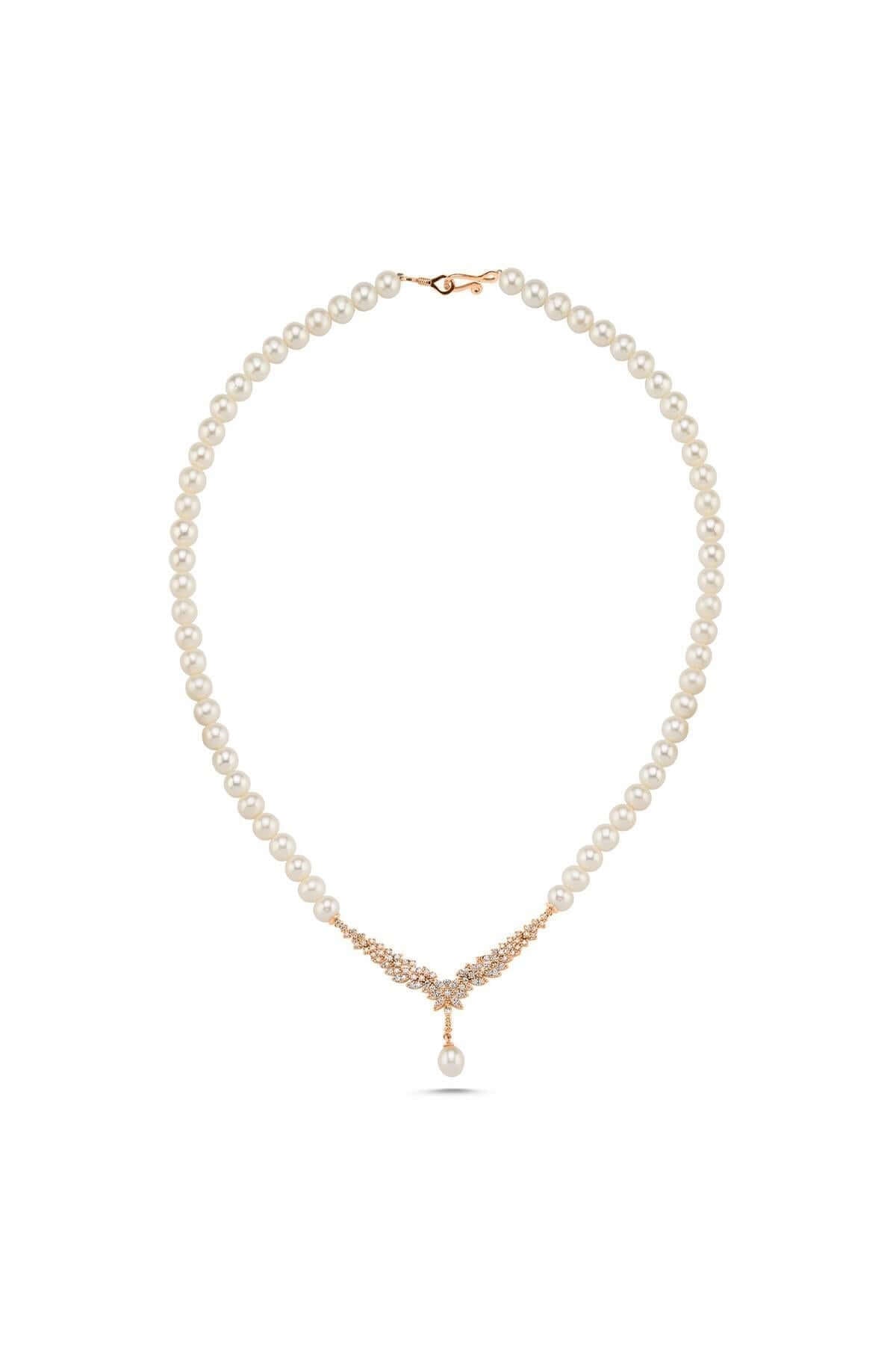 Zircon Stone Watercourse Natural Pearl Necklace