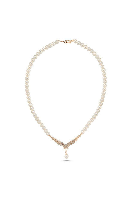 Zircon Stone Watercourse Natural Pearl Necklace