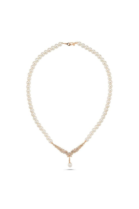 Zircon Stone Watercourse Natural Pearl Necklace