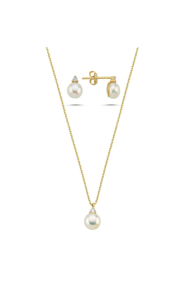 Doğal İnci 2,28 Karat Pırlantalı Küpe Kolye İkili Set | | Birinci1926