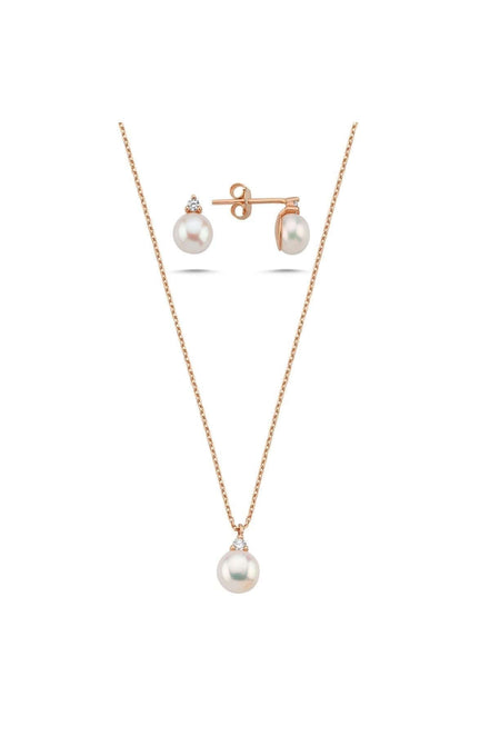 Doğal İnci 2,28 Karat Pırlantalı Küpe Kolye İkili Set | | Birinci1926