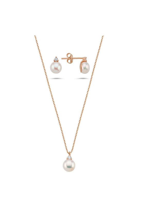 Doğal İnci 2,28 Karat Pırlantalı Küpe Kolye İkili Set | | Birinci1926