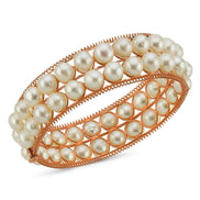 Double Row Natural Pearl Cuff Bracelet