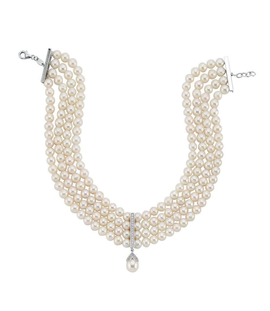 Choker Zirkon Taşlı Doğal İnci Kolye | | Birinci1926