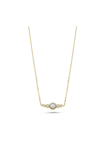 Crispy Natural Pearl 0,11 Karat Diamond Necklace