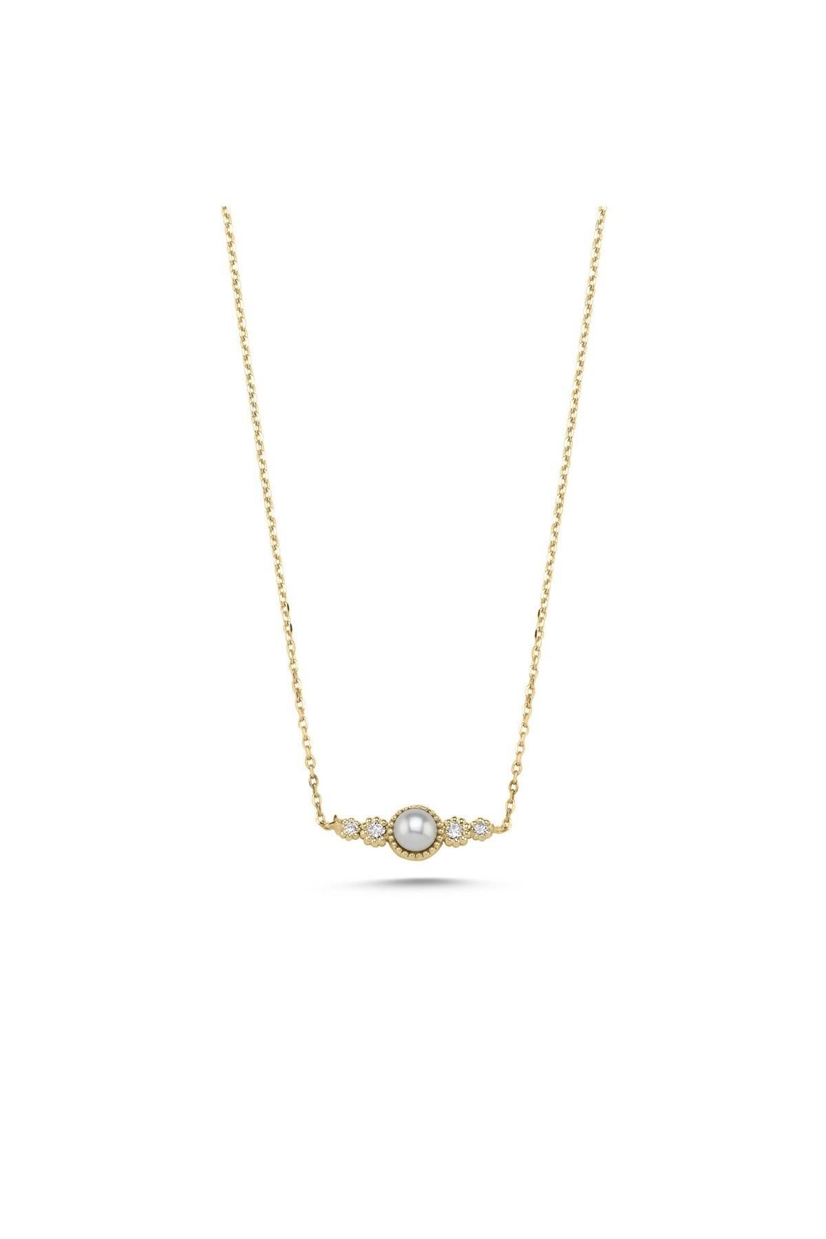 Crispy Natural Pearl 0,11 Karat Diamond Necklace