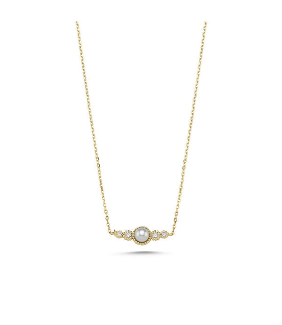 Crispy Natural Pearl 0,11 Karat Diamond Necklace