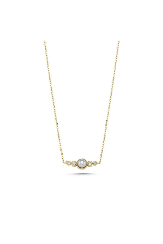 Crispy Natural Pearl 0,11 Karat Diamond Necklace