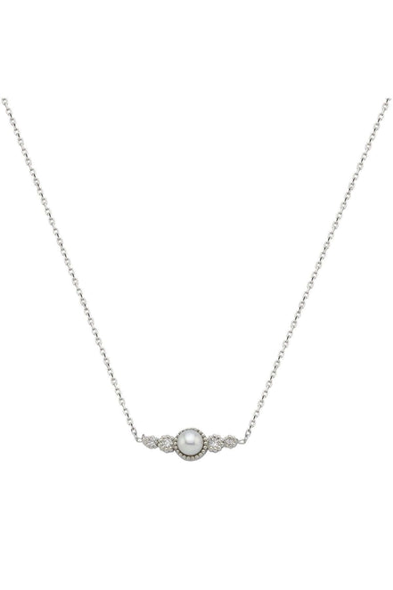 Crispy Natural Pearl 0,11 Karat Diamond Necklace