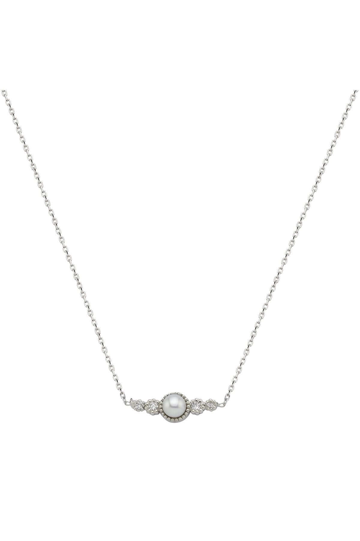 Crispy Natural Pearl 0,11 Karat Diamond Necklace