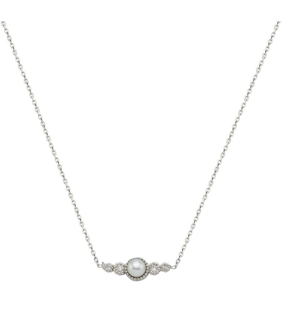 Crispy Natural Pearl 0,11 Karat Diamond Necklace