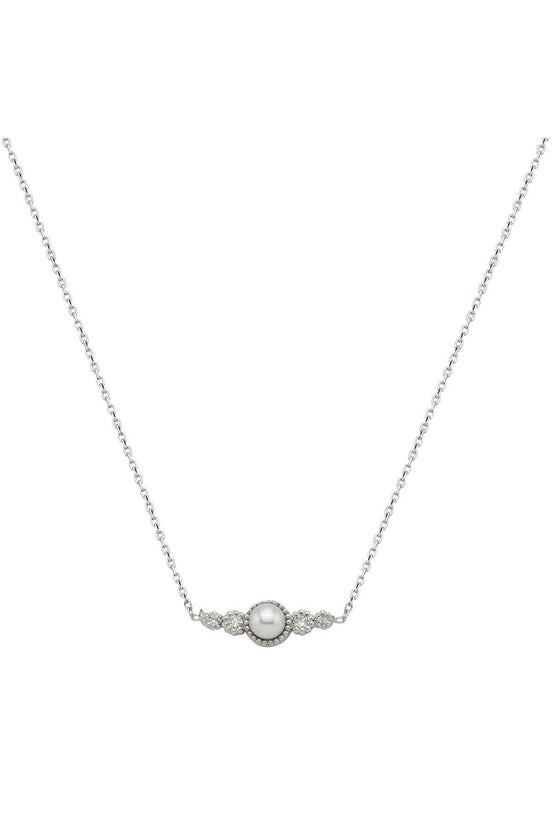 Crispy Natural Pearl 0,11 Karat Diamond Necklace